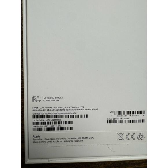 Empty Apple iPhone 15 Titanium 1TB Box - Box & Booklet Only - Picture 2 of 4